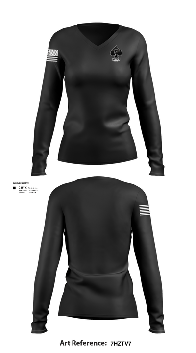 Connellsville Area Hugh School Junior ROTC 41673326 Women's Long Sleeve V-neck Shirt - 1