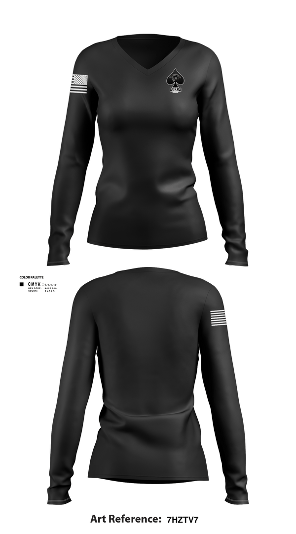 Womens Long Sleeve Vneck Shirt, Connellsville Area Hugh School Junior ROTC, Army, Teamtime, Team time, sublimation, custom sports apparel, team uniforms, spirit wear, spiritwear, sports uniforms, custom shirts, team store, custom team store, fundraiser sports, apparel fundraiser
