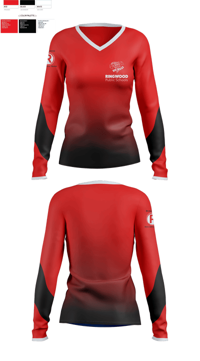 Ringwood High School Band 93603329 Women's Long Sleeve V-neck Shirt - 1
