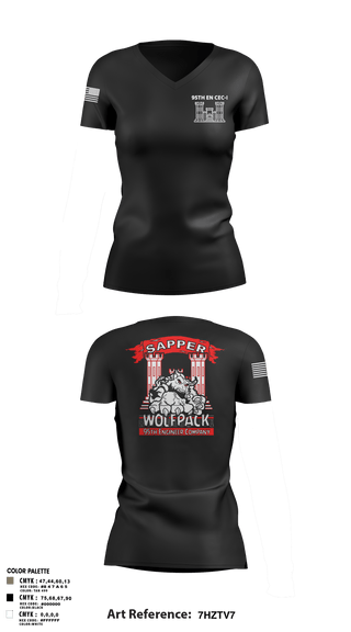 Womens Short Sleeve Vneck Shirt, 95TH EN, Army, Teamtime, Team time, sublimation, custom sports apparel, team uniforms, spirit wear, spiritwear, sports uniforms, custom shirts, team store, custom team store, fundraiser sports, apparel fundraiser