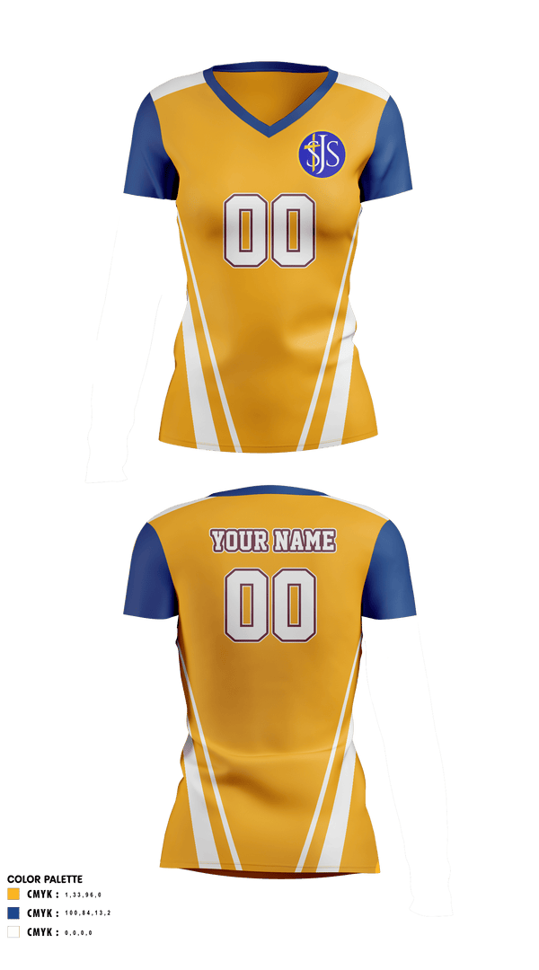Women's Short Sleeve Vneck Shirt, St Joseph Catholic School Volleyball, Women's Volleyball, Teamtime, Team time, sublimation, custom sports apparel, team uniforms, spirit wear, spiritwear, sports uniforms, custom shirts, team store, custom team store, fundraiser sports, apparel fundraiser