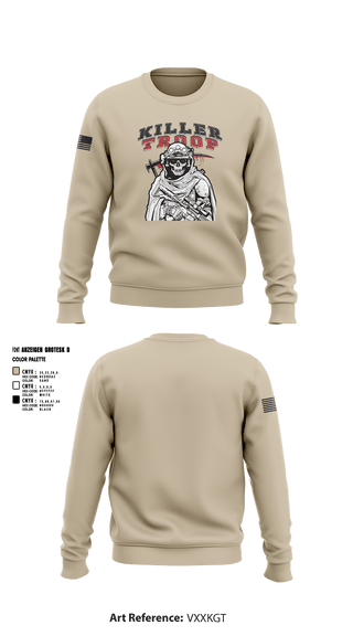 Crew Neck Sweatshirt, 3/2CR Killer Troop, Army, Teamtime, Team time, sublimation, custom sports apparel, team uniforms, spirit wear, spiritwear, sports uniforms, custom shirts, team store, custom team store, fundraiser sports, apparel fundraiser