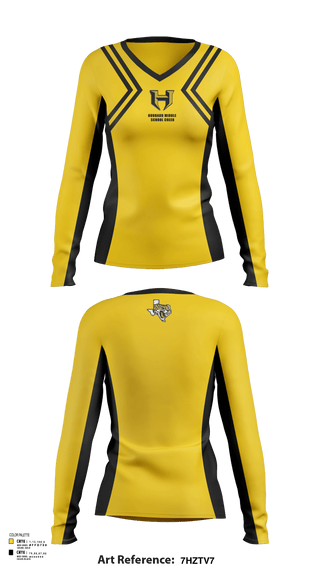Womens Long Sleeve Vneck Shirt, Hubbard Middle School Cheer, Cheer, Teamtime, Team time, sublimation, custom sports apparel, team uniforms, spirit wear, spiritwear, sports uniforms, custom shirts, team store, custom team store, fundraiser sports, apparel fundraiser