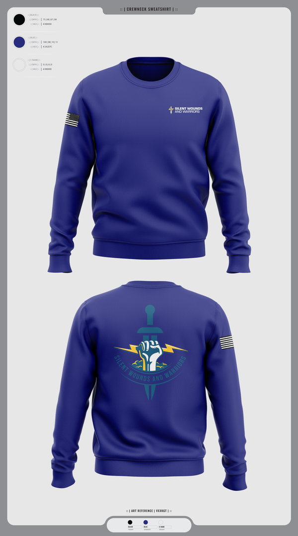 Crew Neck Sweatshirt, Silent Wounds and Warriors Foundation, , Teamtime, Team time, sublimation, custom sports apparel, team uniforms, spirit wear, spiritwear, sports uniforms, custom shirts, team store, custom team store, fundraiser sports, apparel fundraiser