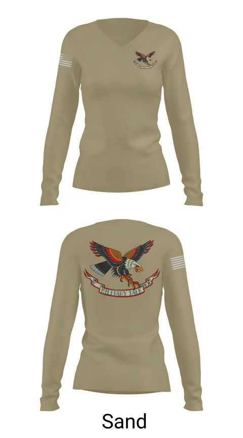 Womens Long Sleeve Vneck Shirt, Military Talk by JC, Army, Teamtime, Team time, sublimation, custom sports apparel, team uniforms, spirit wear, spiritwear, sports uniforms, custom shirts, team store, custom team store, fundraiser sports, apparel fundraiser