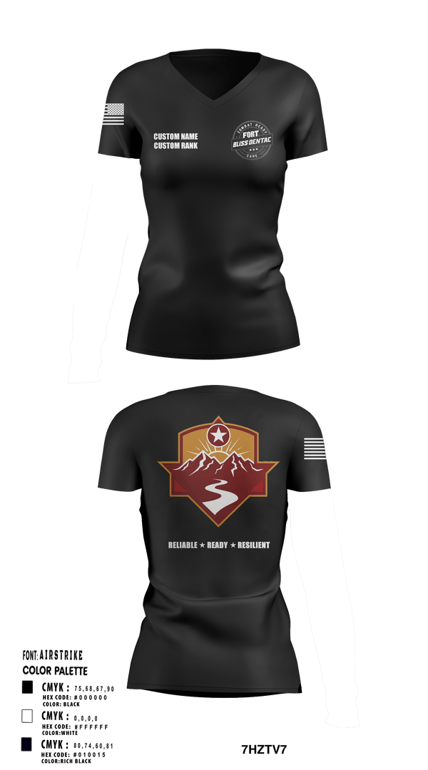 Womens Short Sleeve Vneck Shirt, Fort Bliss DENTAC, Army, Teamtime, Team time, sublimation, custom sports apparel, team uniforms, spirit wear, spiritwear, sports uniforms, custom shirts, team store, custom team store, fundraiser sports, apparel fundraiser