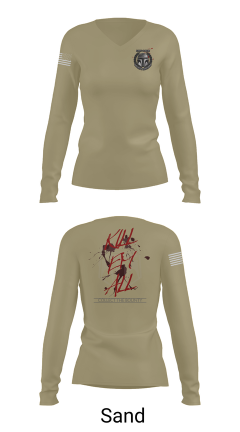 Womens Long Sleeve Vneck Shirt, Bounty hunters, , Teamtime, Team time, sublimation, custom sports apparel, team uniforms, spirit wear, spiritwear, sports uniforms, custom shirts, team store, custom team store, fundraiser sports, apparel fundraiser