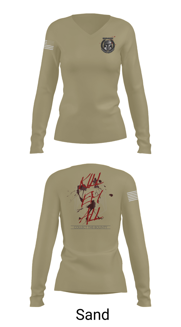 Womens Long Sleeve Vneck Shirt, Bounty hunters, , Teamtime, Team time, sublimation, custom sports apparel, team uniforms, spirit wear, spiritwear, sports uniforms, custom shirts, team store, custom team store, fundraiser sports, apparel fundraiser