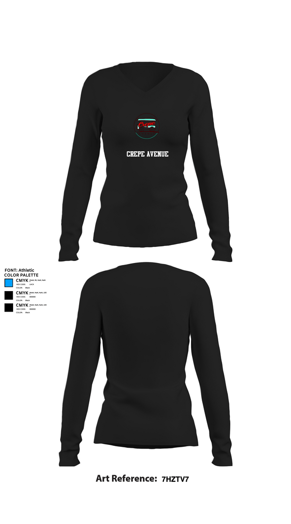Womens Long Sleeve Vneck Shirt, Crepe Avenue, , Teamtime, Team time, sublimation, custom sports apparel, team uniforms, spirit wear, spiritwear, sports uniforms, custom shirts, team store, custom team store, fundraiser sports, apparel fundraiser