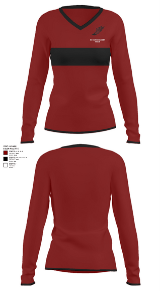 Women's Long Sleeve Vneck Shirt, Broadway Academy Track, Track & Field, Teamtime, Team time, sublimation, custom sports apparel, team uniforms, spirit wear, spiritwear, sports uniforms, custom shirts, team store, custom team store, fundraiser sports, apparel fundraiser