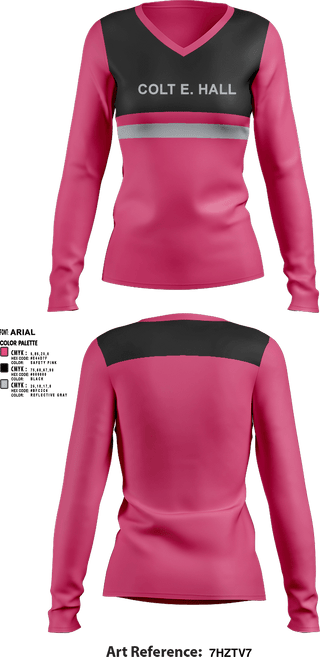 Womens Long Sleeve Vneck Shirt 1, COLT E. HALL, , Teamtime, Team time, sublimation, custom sports apparel, team uniforms, spirit wear, spiritwear, sports uniforms, custom shirts, team store, custom team store, fundraiser sports, apparel fundraiser