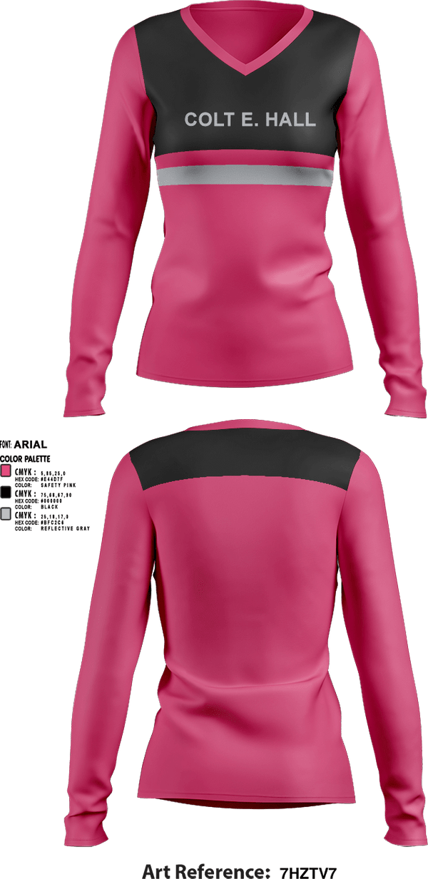 Womens Long Sleeve Vneck Shirt 1, COLT E. HALL, , Teamtime, Team time, sublimation, custom sports apparel, team uniforms, spirit wear, spiritwear, sports uniforms, custom shirts, team store, custom team store, fundraiser sports, apparel fundraiser