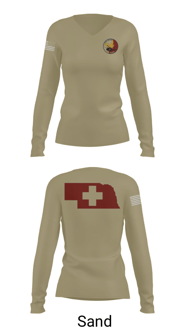 Women's Long Sleeve Vneck Shirt, Delta Company, , Teamtime, Team time, sublimation, custom sports apparel, team uniforms, spirit wear, spiritwear, sports uniforms, custom shirts, team store, custom team store, fundraiser sports, apparel fundraiser