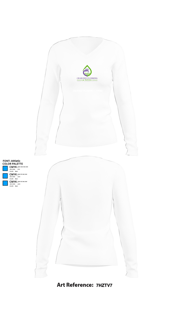 Womens Long Sleeve Vneck Shirt, Crabtree Plumbing & Piping, , Teamtime, Team time, sublimation, custom sports apparel, team uniforms, spirit wear, spiritwear, sports uniforms, custom shirts, team store, custom team store, fundraiser sports, apparel fundraiser