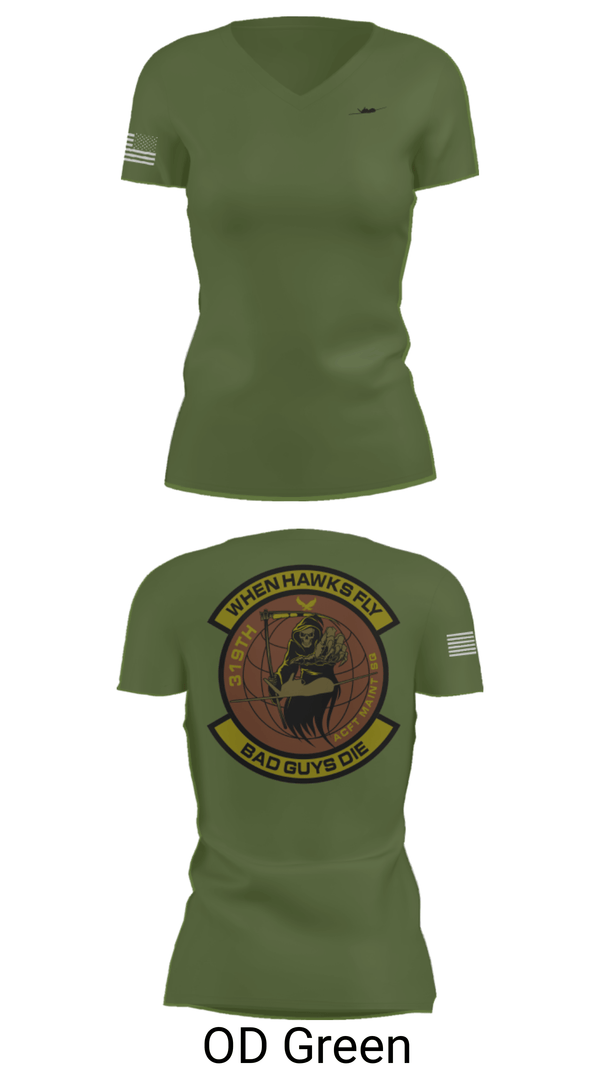 Women's Short Sleeve Vneck Shirt, 319th Maintenance Squadron, Air Force, Teamtime, Team time, sublimation, custom sports apparel, team uniforms, spirit wear, spiritwear, sports uniforms, custom shirts, team store, custom team store, fundraiser sports, apparel fundraiser