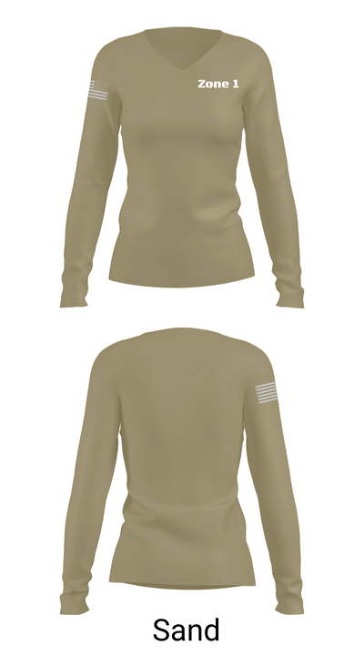 Zone 1 62938662 Women's Long Sleeve V-neck Shirt -1 91