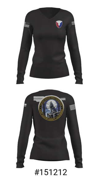 Women's Long Sleeve Vneck Shirt, USAG Fort Hunter Liggett, Army, Teamtime, Team time, sublimation, custom sports apparel, team uniforms, spirit wear, spiritwear, sports uniforms, custom shirts, team store, custom team store, fundraiser sports, apparel fundraiser