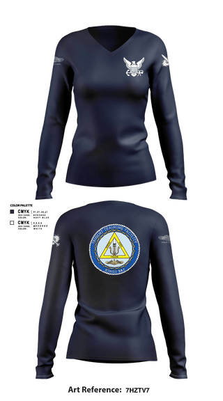 Womens Long Sleeve Vneck Shirt, TRIDENT TRAINING FACILITY, Navy, Teamtime, Team time, sublimation, custom sports apparel, team uniforms, spirit wear, spiritwear, sports uniforms, custom shirts, team store, custom team store, fundraiser sports, apparel fundraiser