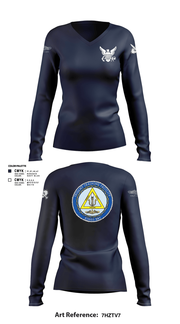 Womens Long Sleeve Vneck Shirt, TRIDENT TRAINING FACILITY, Navy, Teamtime, Team time, sublimation, custom sports apparel, team uniforms, spirit wear, spiritwear, sports uniforms, custom shirts, team store, custom team store, fundraiser sports, apparel fundraiser