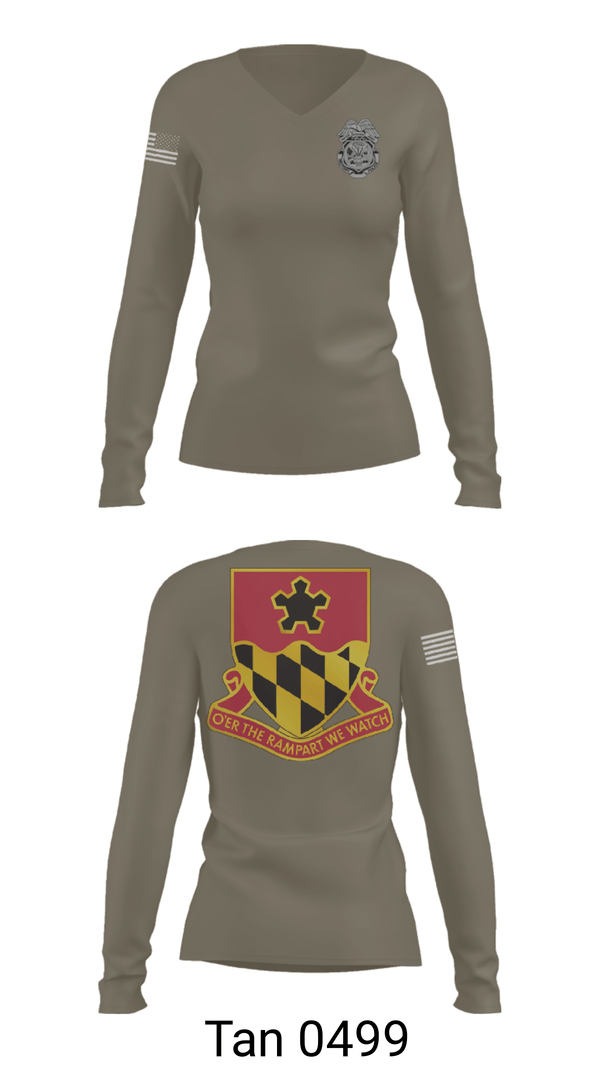 Women's Long Sleeve Vneck Shirt, 2nd MTB/70th RTI, Army, Teamtime, Team time, sublimation, custom sports apparel, team uniforms, spirit wear, spiritwear, sports uniforms, custom shirts, team store, custom team store, fundraiser sports, apparel fundraiser
