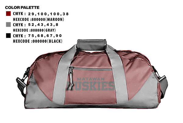 Duffle Bag, Matawam Huskies, Baseball, Teamtime, Team time, sublimation, custom sports apparel, team uniforms, spirit wear, spiritwear, sports uniforms, custom shirts, team store, custom team store, fundraiser sports, apparel fundraiser