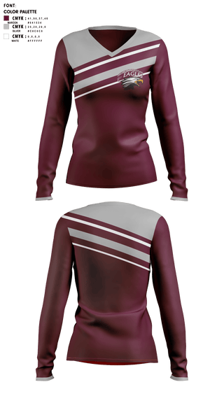 Womens Long Sleeve Vneck Shirt, Pikes Peak Christian School, , Teamtime, Team time, sublimation, custom sports apparel, team uniforms, spirit wear, spiritwear, sports uniforms, custom shirts, team store, custom team store, fundraiser sports, apparel fundraiser