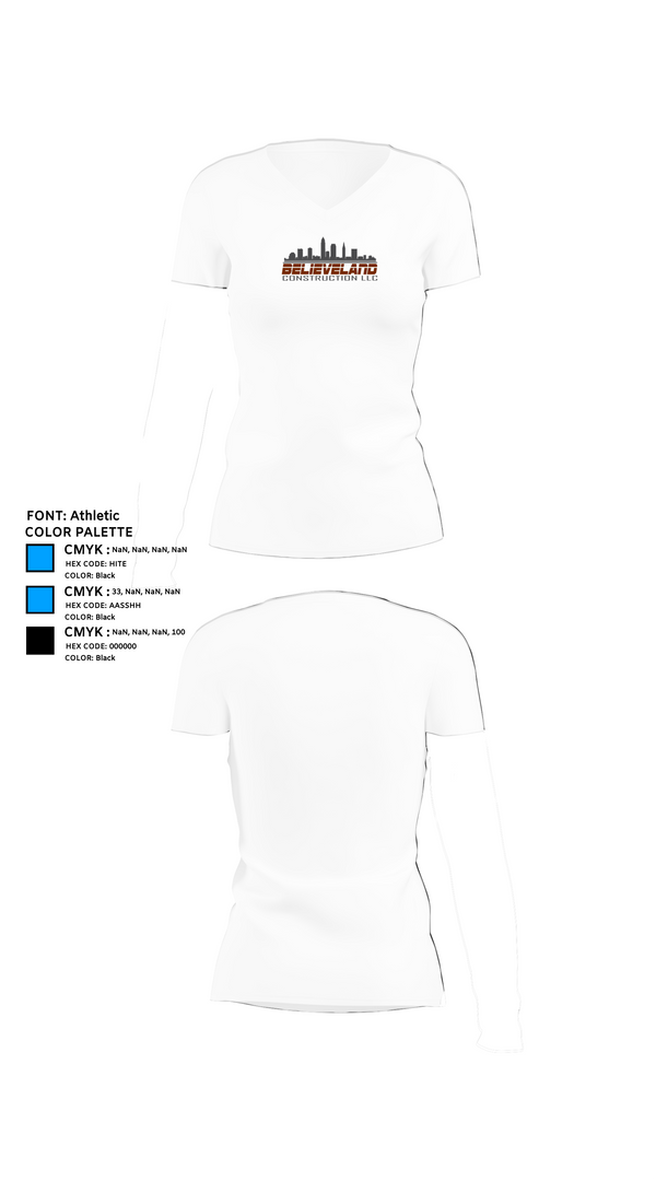 Womens Short Sleeve Vneck Shirt, Believeland Construction LLC, , Teamtime, Team time, sublimation, custom sports apparel, team uniforms, spirit wear, spiritwear, sports uniforms, custom shirts, team store, custom team store, fundraiser sports, apparel fundraiser