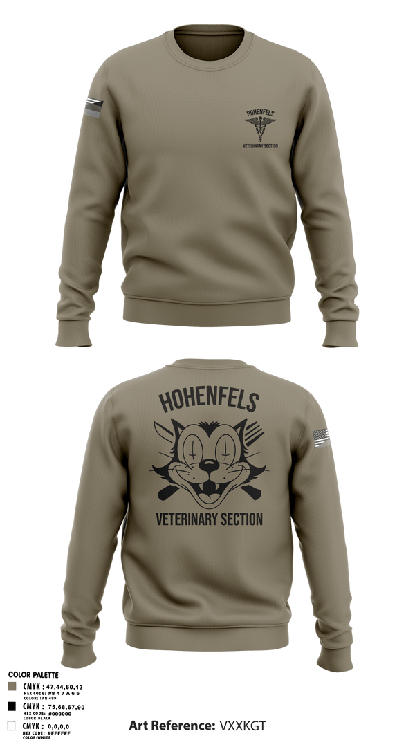 Crew Neck Sweatshirt, Hohenfels VTFHohenfels Veterinary Section, Army, Teamtime, Team time, sublimation, custom sports apparel, team uniforms, spirit wear, spiritwear, sports uniforms, custom shirts, team store, custom team store, fundraiser sports, apparel fundraiser