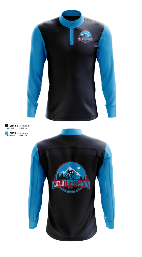 Quarter Zip Jacket, Cicloturistando, Cross Country, Teamtime, Team time, sublimation, custom sports apparel, team uniforms, spirit wear, spiritwear, sports uniforms, custom shirts, team store, custom team store, fundraiser sports, apparel fundraiser