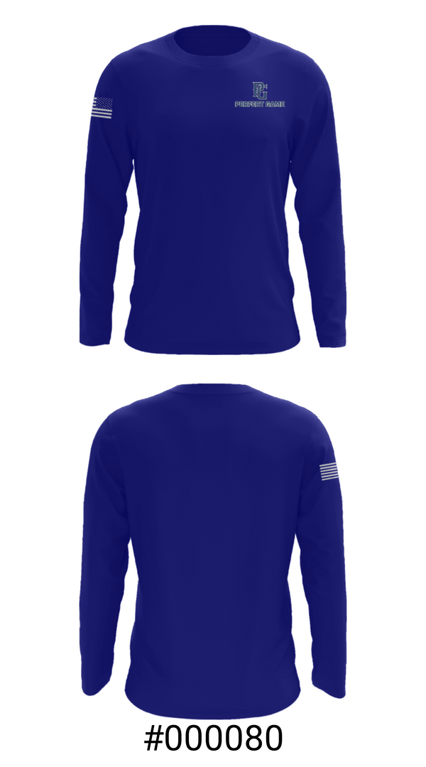 Long Sleeve Performance Shirt, Perfect Game Baseball Association, Baseball, Teamtime, Team time, sublimation, custom sports apparel, team uniforms, spirit wear, spiritwear, sports uniforms, custom shirts, team store, custom team store, fundraiser sports, apparel fundraiser