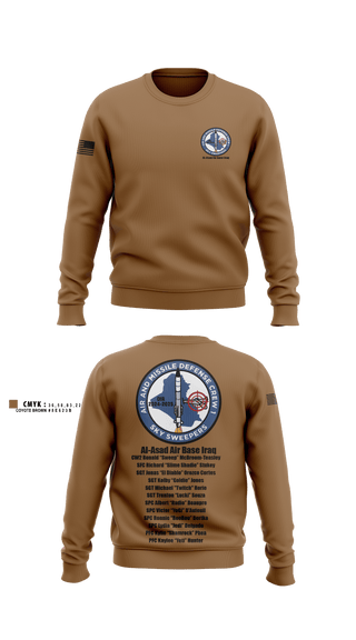 Crew Neck Sweatshirt, Bravo Battery, 4th Battalion, 3rd Air Defense Artillery Regiment, Army, Teamtime, Team time, sublimation, custom sports apparel, team uniforms, spirit wear, spiritwear, sports uniforms, custom shirts, team store, custom team store, fundraiser sports, apparel fundraiser