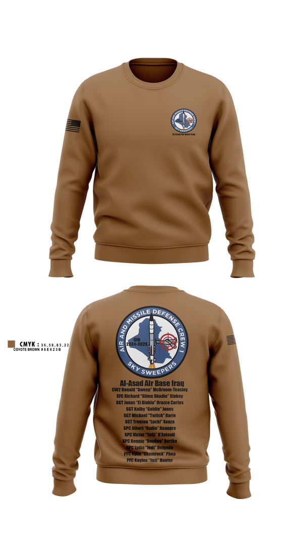 Crew Neck Sweatshirt, Bravo Battery, 4th Battalion, 3rd Air Defense Artillery Regiment, Army, Teamtime, Team time, sublimation, custom sports apparel, team uniforms, spirit wear, spiritwear, sports uniforms, custom shirts, team store, custom team store, fundraiser sports, apparel fundraiser