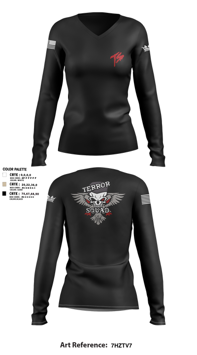 Terro Squad 89875983 Women's Long Sleeve V-neck Shirt -1 3
