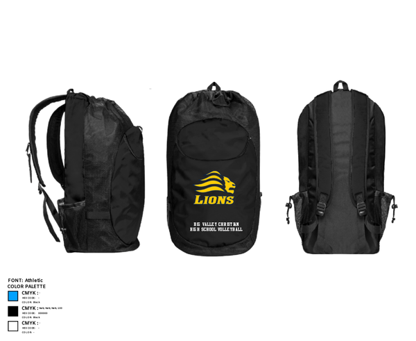 Gear Bag, Big Valley Christian High School Volleyball, Women's Volleyball, Teamtime, Team time, sublimation, custom sports apparel, team uniforms, spirit wear, spiritwear, sports uniforms, custom shirts, team store, custom team store, fundraiser sports, apparel fundraiser