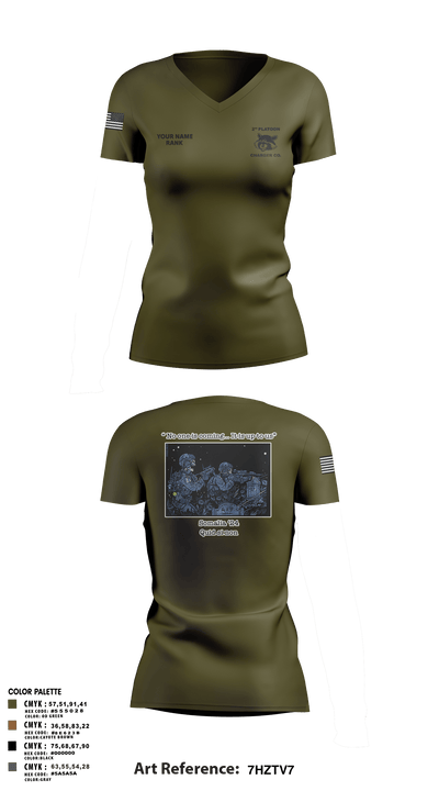 Charger Co. / 2-112th Infantry Battalion 37738588 Women's Short Sleeve V-neck Shirt - 76