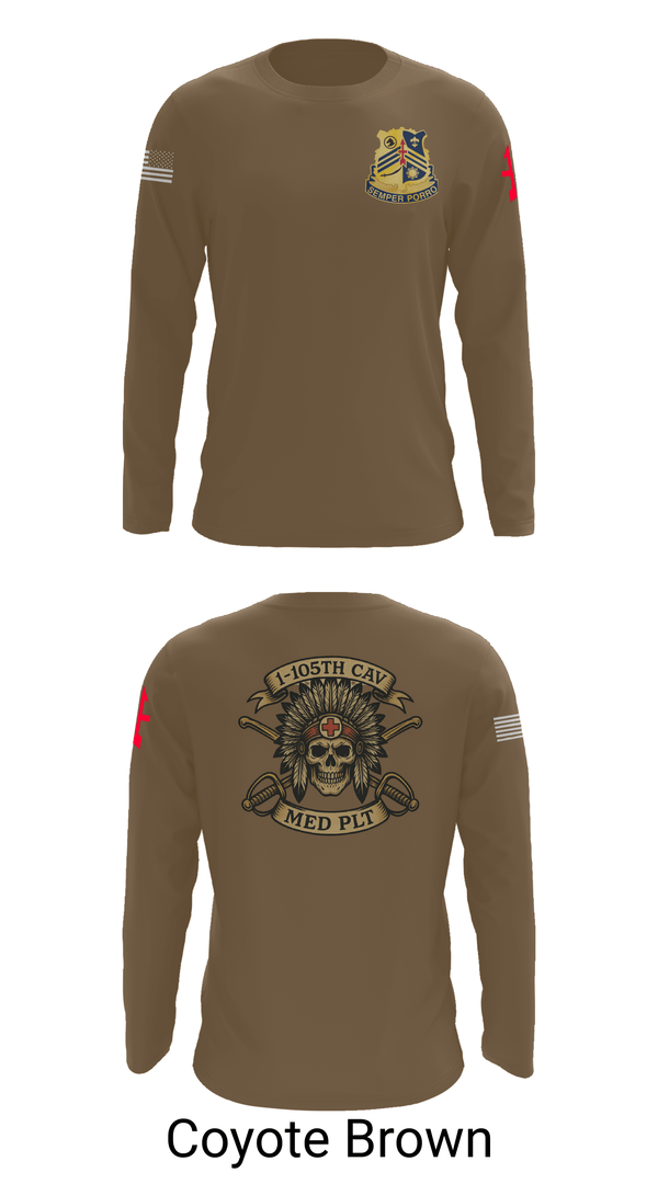 Long Sleeve Performance Shirt, 1-105th cavalry, Army, Teamtime, Team time, sublimation, custom sports apparel, team uniforms, spirit wear, spiritwear, sports uniforms, custom shirts, team store, custom team store, fundraiser sports, apparel fundraiser