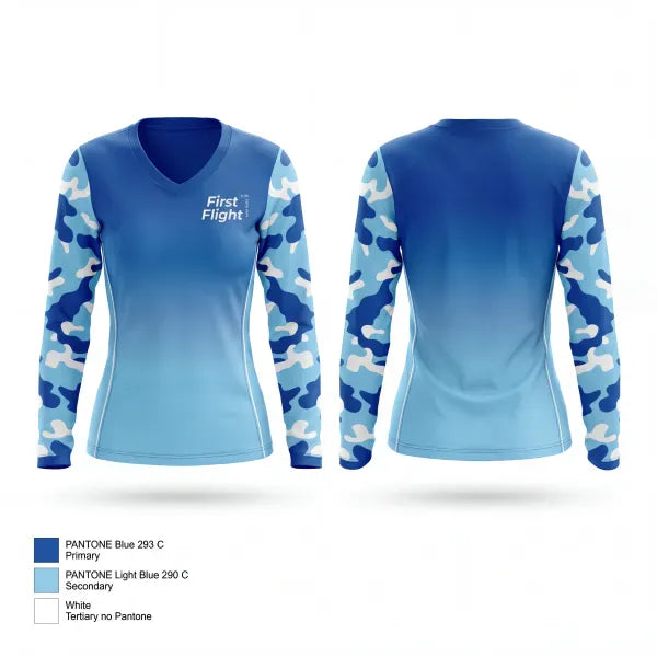 Womens Long Sleeve Vneck Shirt, First Flight, Men's Lacrosse, Teamtime, Team time, sublimation, custom sports apparel, team uniforms, spirit wear, spiritwear, sports uniforms, custom shirts, team store, custom team store, fundraiser sports, apparel fundraiser