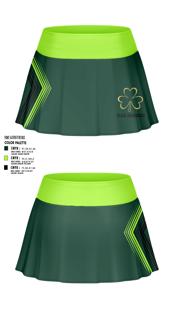 Skort, Black Shamrocks, , Teamtime, Team time, sublimation, custom sports apparel, team uniforms, spirit wear, spiritwear, sports uniforms, custom shirts, team store, custom team store, fundraiser sports, apparel fundraiser