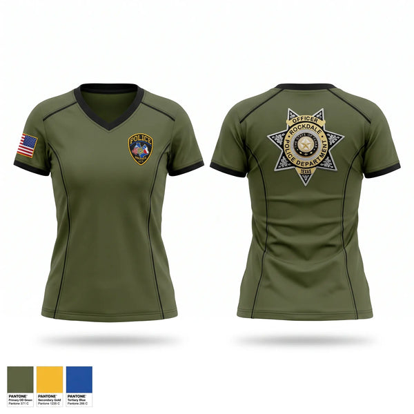 Womens Short Sleeve Vneck Shirt, Rockdale Police Department, Police, Teamtime, Team time, sublimation, custom sports apparel, team uniforms, spirit wear, spiritwear, sports uniforms, custom shirts, team store, custom team store, fundraiser sports, apparel fundraiser
