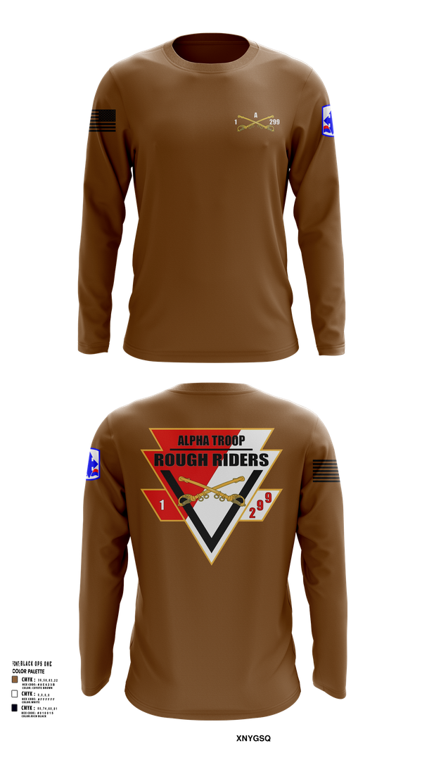 Long Sleeve Performance Shirt, A Troop, 1st squadron-299th Calvary Regiment, , Teamtime, Team time, sublimation, custom sports apparel, team uniforms, spirit wear, spiritwear, sports uniforms, custom shirts, team store, custom team store, fundraiser sports, apparel fundraiser