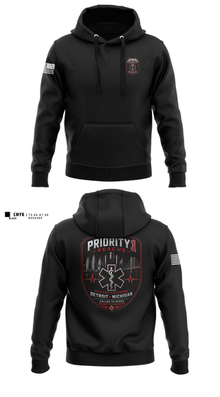 Hoodie, Priority 1 Rescue, EMS/EMT, Teamtime, Team time, sublimation, custom sports apparel, team uniforms, spirit wear, spiritwear, sports uniforms, custom shirts, team store, custom team store, fundraiser sports, apparel fundraiser