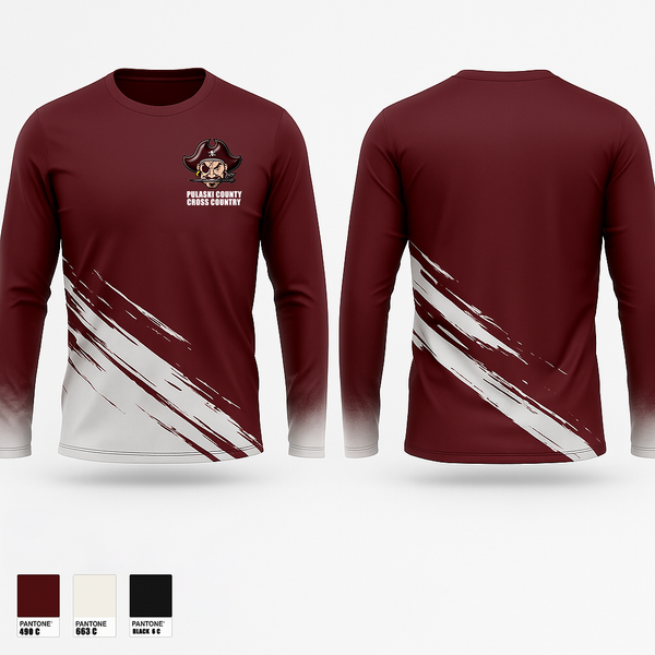 Long Sleeve Performance Shirt, Pulaski County Cross Country, Cross Country, Teamtime, Team time, sublimation, custom sports apparel, team uniforms, spirit wear, spiritwear, sports uniforms, custom shirts, team store, custom team store, fundraiser sports, apparel fundraiser