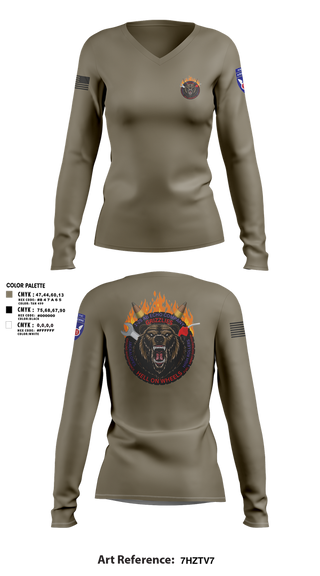Womens Long Sleeve Vneck Shirt, E co 1/25, Army, Teamtime, Team time, sublimation, custom sports apparel, team uniforms, spirit wear, spiritwear, sports uniforms, custom shirts, team store, custom team store, fundraiser sports, apparel fundraiser