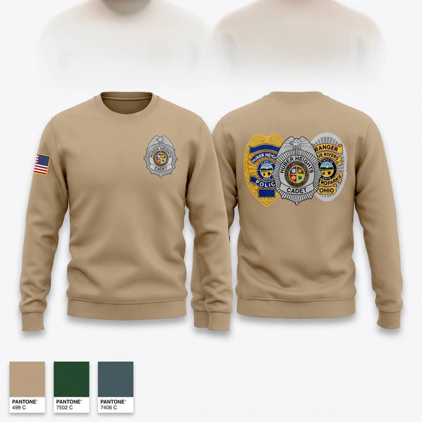 Crew Neck Sweatshirt, Huber Heights Public Safety Cadets, Police, Teamtime, Team time, sublimation, custom sports apparel, team uniforms, spirit wear, spiritwear, sports uniforms, custom shirts, team store, custom team store, fundraiser sports, apparel fundraiser