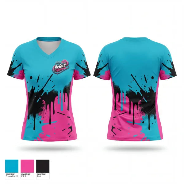 Womens Short Sleeve Vneck Shirt, Beloit Venom, Softball, Teamtime, Team time, sublimation, custom sports apparel, team uniforms, spirit wear, spiritwear, sports uniforms, custom shirts, team store, custom team store, fundraiser sports, apparel fundraiser