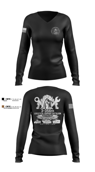 Womens Long Sleeve Vneck Shirt, 3-356 LSB (Wild Stallions), Army, Teamtime, Team time, sublimation, custom sports apparel, team uniforms, spirit wear, spiritwear, sports uniforms, custom shirts, team store, custom team store, fundraiser sports, apparel fundraiser