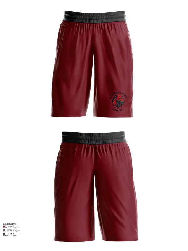 Mens Basketball Shorts, Clark Middle School, Men's Basketball, Teamtime, Team time, sublimation, custom sports apparel, team uniforms, spirit wear, spiritwear, sports uniforms, custom shirts, team store, custom team store, fundraiser sports, apparel fundraiser