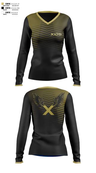 Womens Long Sleeve Vneck Shirt, XIOS Strength & ConditioningXIOS Strength & Conditioning, Spirit Store, Teamtime, Team time, sublimation, custom sports apparel, team uniforms, spirit wear, spiritwear, sports uniforms, custom shirts, team store, custom team store, fundraiser sports, apparel fundraiser