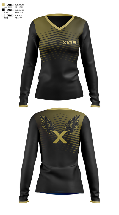 XIOS Strength & Conditioning 79697954 Women's Long Sleeve V-neck Shirt - 100