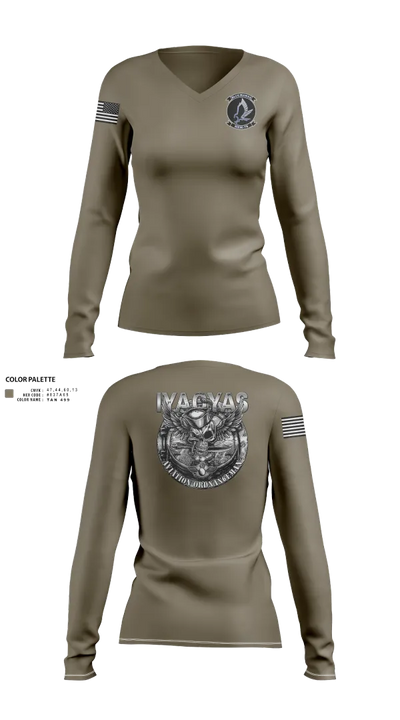 HSM-78 87869362 Women's Long Sleeve V-neck Shirt - 102